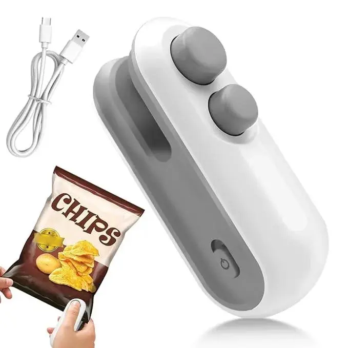 Mini Bag Sealer, 2 in 1 USB Rechargeable Bag Sealer Heat Seal Cutter